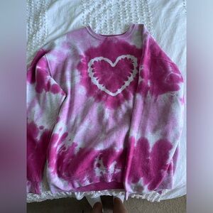 Urban outfitters pink tie dye heart crewneck